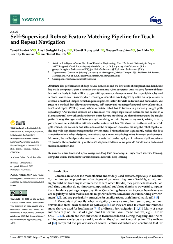 (PDF) Self-Supervised Robust Feature Matching Pipeline for Teach and ...