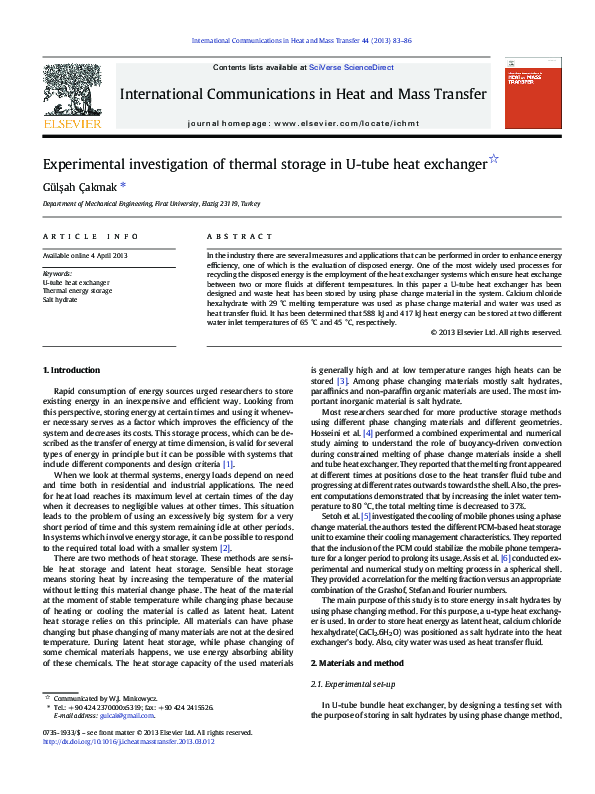 (PDF) Experimental investigation of thermal storage in U-tube heat ...