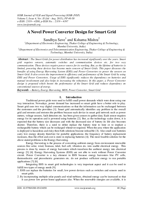 (PDF) A Novel Power Converter Design for Smart Grid Sandhya Save