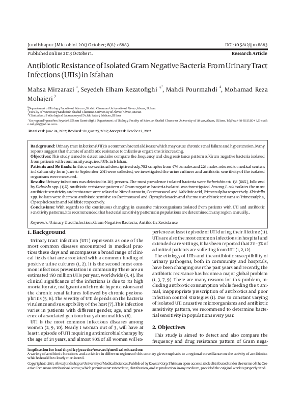 (PDF) Antibiotic Resistance of Isolated Gram Negative Bacteria From ...