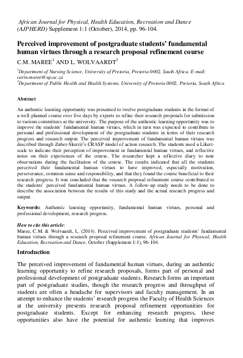 (PDF) Perceived improvement of postgraduate students' fundamental human ...