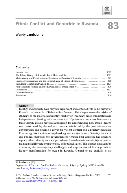 (PDF) Ethnic Conflict and Genocide in Rwanda