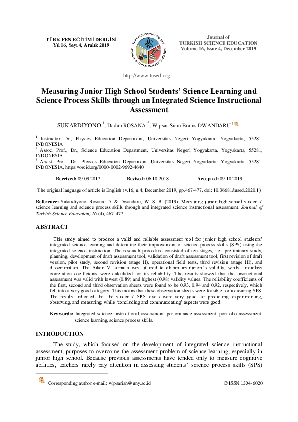 (PDF) Measuring Junior High School Students Science Learning and ...