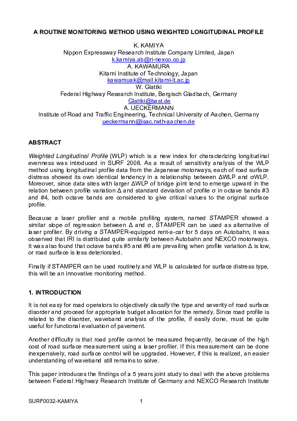 (PDF) A Routine Monitoring Method Using Weighted Longitudinal Profile