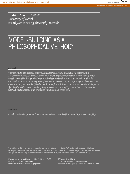 (PDF) Model-Building as a Philosophical Method