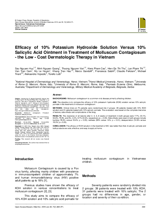 (PDF) Efficacy Of 10 Potassium Hydroxide Solution Versus 10 Salicylic