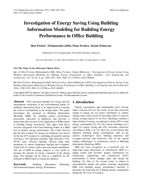 (PDF) Investigation of Energy Saving Using Building Information ...