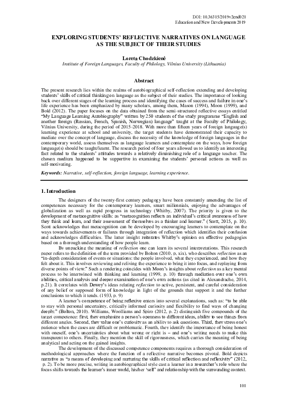 (PDF) Exploring Students' Reflective Narratives on Language as the ...