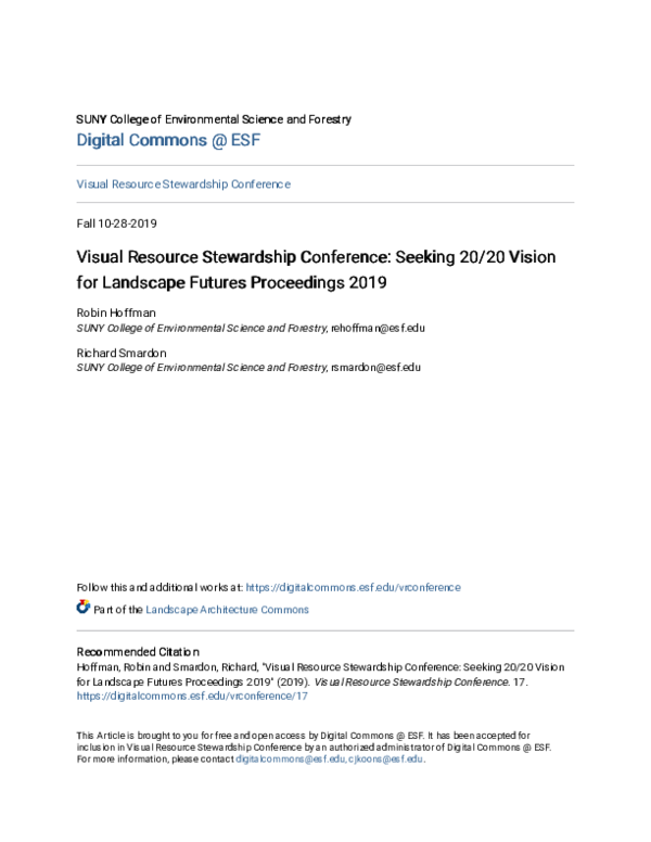 (PDF) Visual Resource Stewardship Conference: Seeking 20/20 Vision for ...