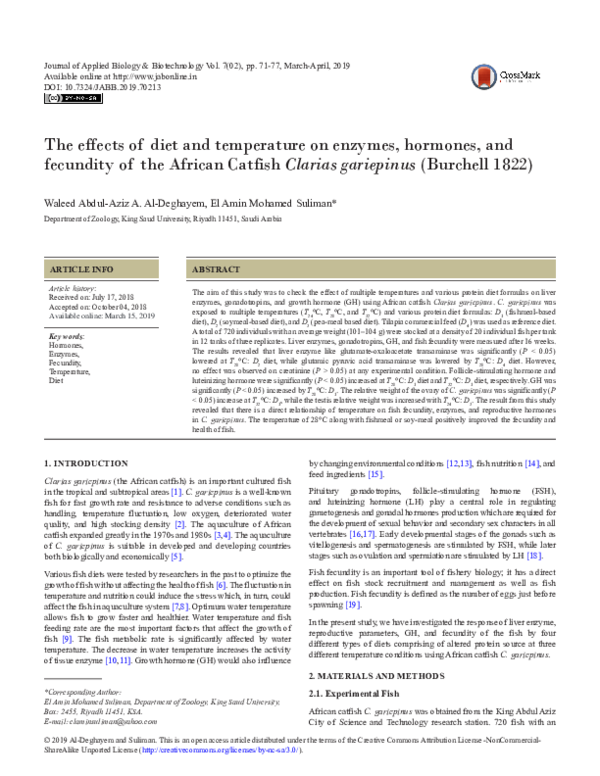 PDF) The effects of diet and temperature on enzymes