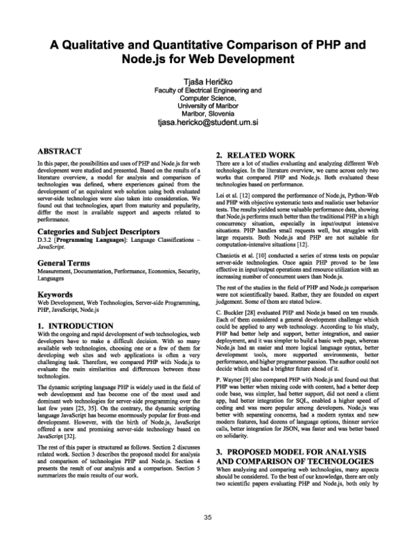 (PDF) A qualitative and quantitative comparison of PHP and Node.js for ...