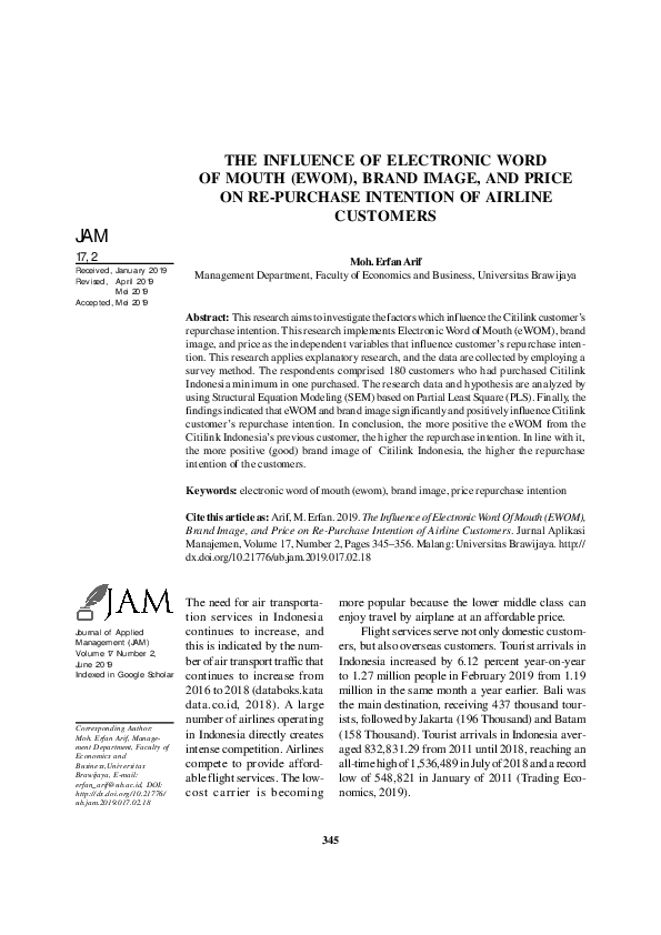 (PDF) The Influence of Electronic Word of Mouth (Ewom), Brand Image ...
