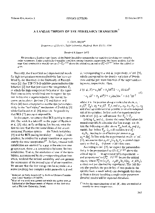 (PDF) A Landau theory of the Peierls-BCS transition