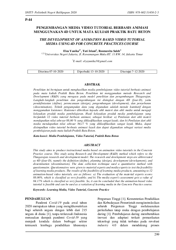 (PDF) The Development of Animation Based Video Tutorial Media Using 4D ...