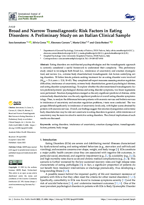 (PDF) Broad and Narrow Transdiagnostic Risk Factors in Eating Disorders ...