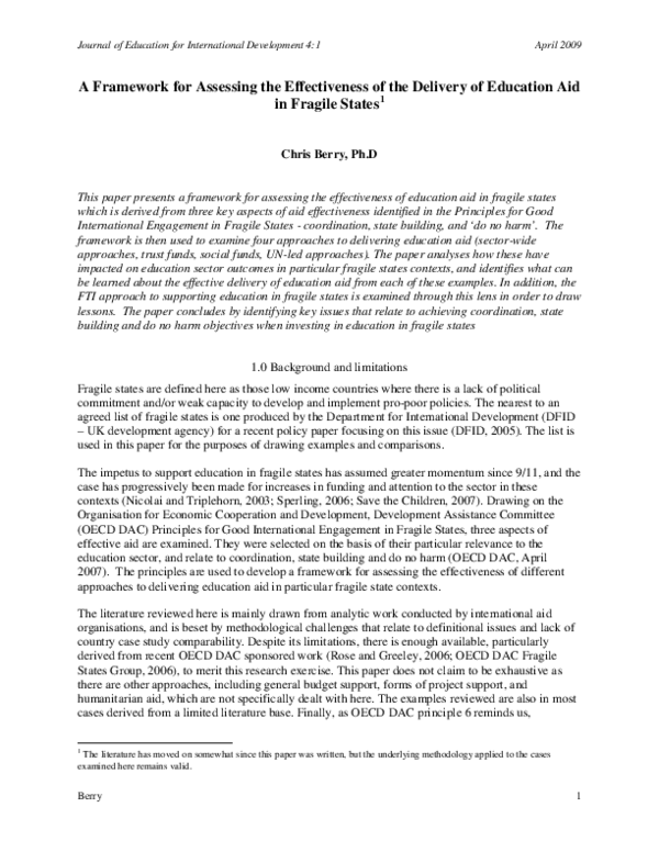 (PDF) A Framework for Assessing the Effectiveness of the Delivery of