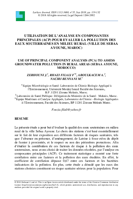(PDF) Use of Principal Component Analysis (Pca) to Assess Groundwater ...