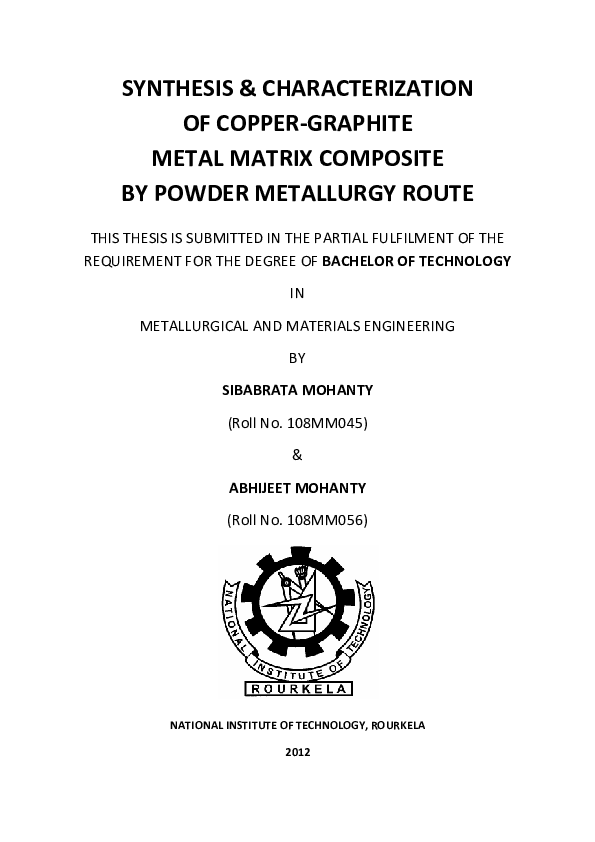 (PDF) Synthesis & Characterization of Copper-Graphite Metal Matrix ...