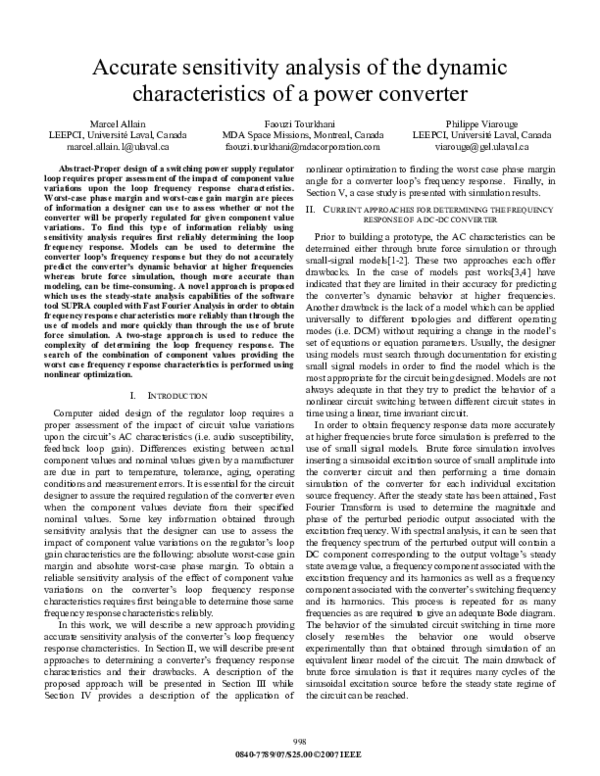 (PDF) Accurate Sensitivity Analysis of the Dynamic Characteristics of a ...