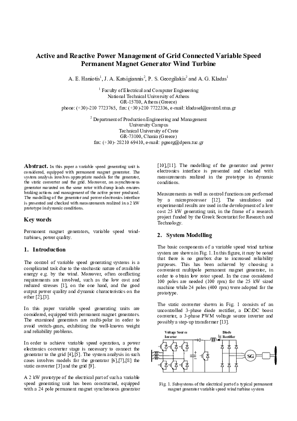 (PDF) Active and Reactive Power Management of Grid Connected Variable ...