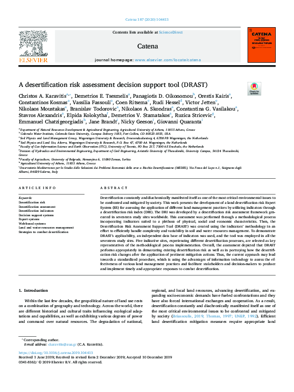 (PDF) A desertification risk assessment decision support tool (DRAST)