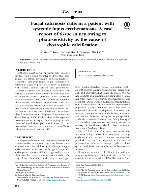(PDF) Calcinosis cutis universalis in a patient with systemic lupus ...