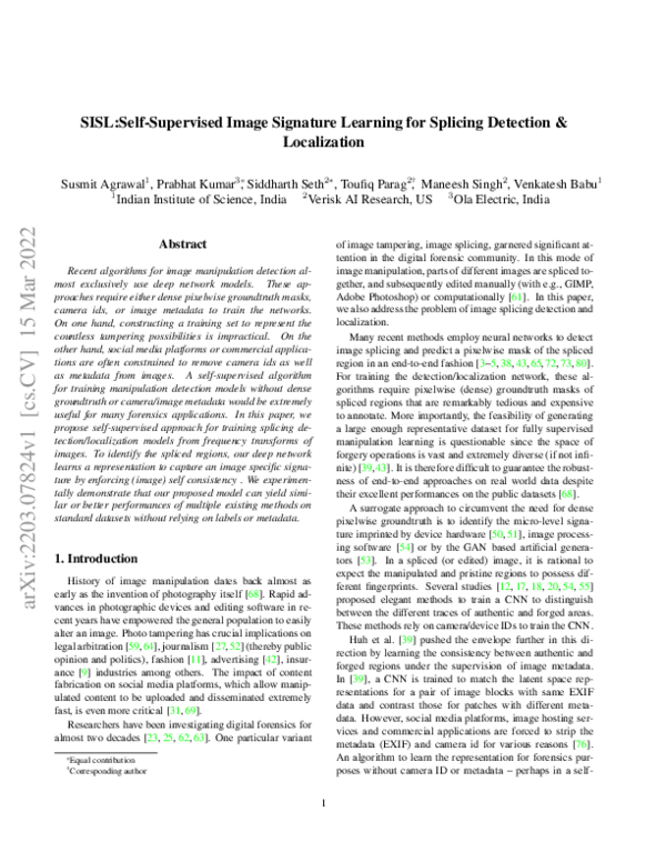 (PDF) SISL: Self-Supervised Image Signature Learning for Splicing ...