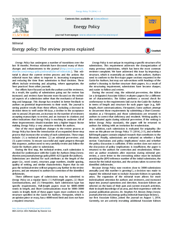 (PDF) Energy policy: The review process explained