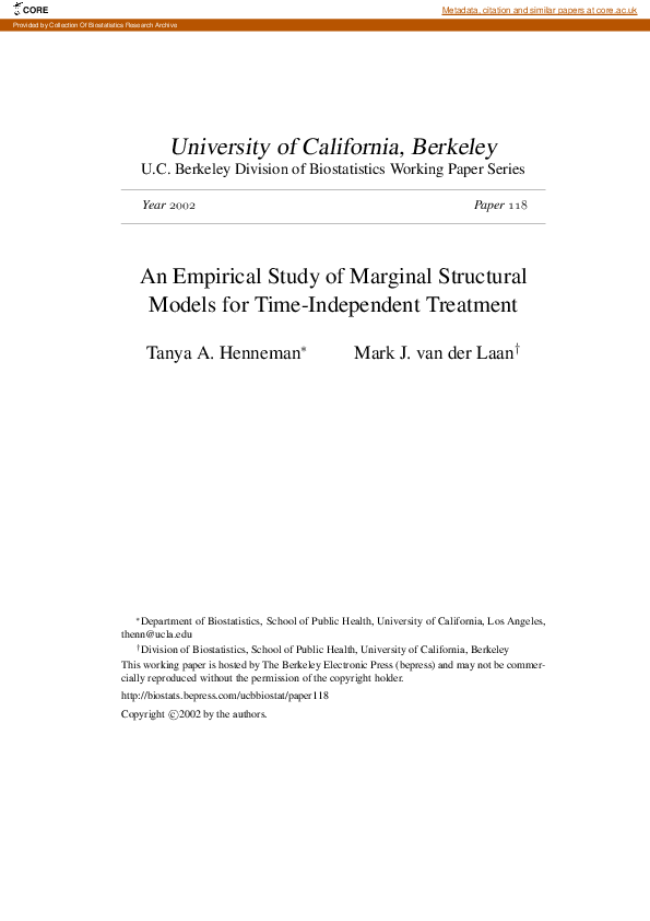 (PDF) An empirical study of marginal structural models for time ...