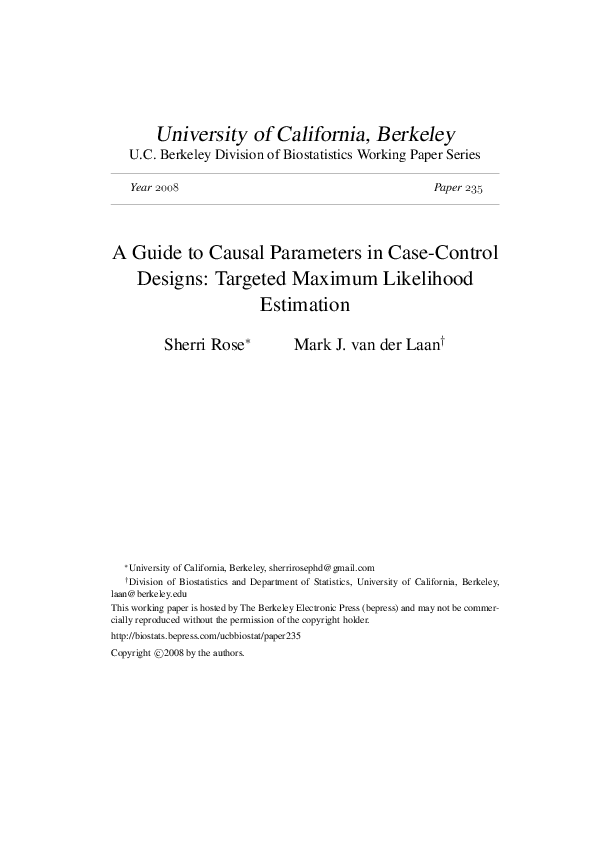 (PDF) A Guide to Causal Parameters in Case-Control Designs: Targeted ...