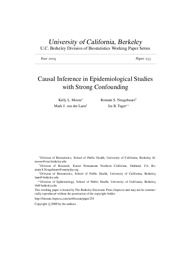 (PDF) Causal inference in epidemiological studies with strong confounding