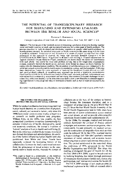 (PDF) The potential of transdisciplinary research for sustaining and ...