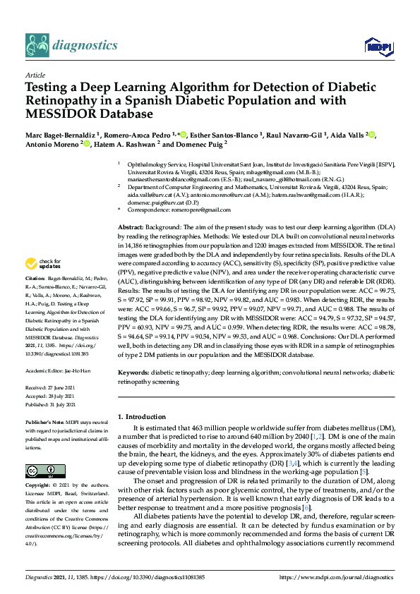 (PDF) Testing a Deep Learning Algorithm for Detection of Diabetic ...