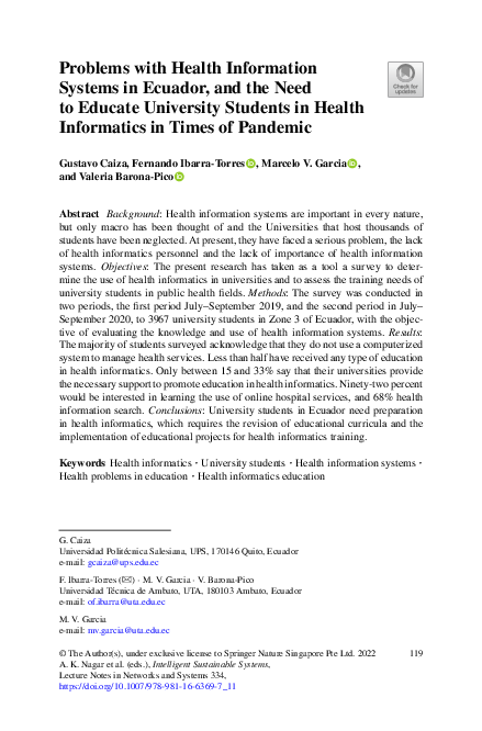 (PDF) Problems with Health Information Systems in Ecuador, and the Need ...
