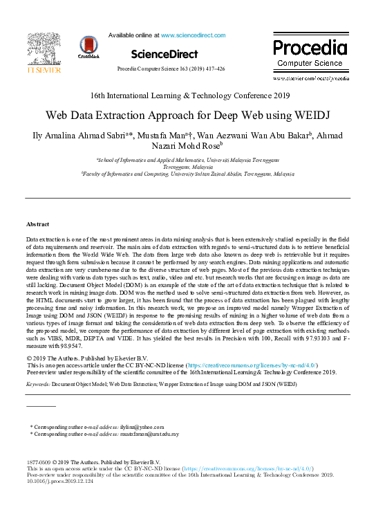 (PDF) Web Data Extraction Approach for Deep Web using WEIDJ