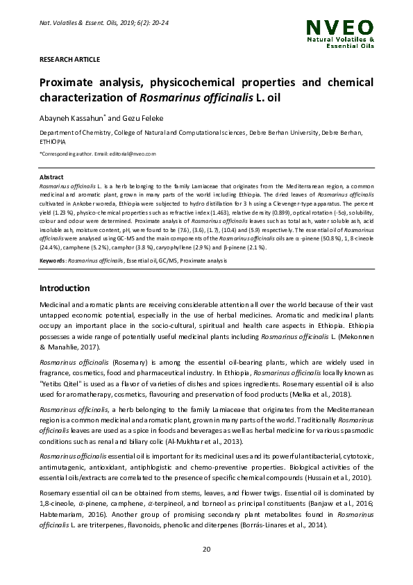 (PDF) Proximate analysis, physicochemical properties and chemical ...