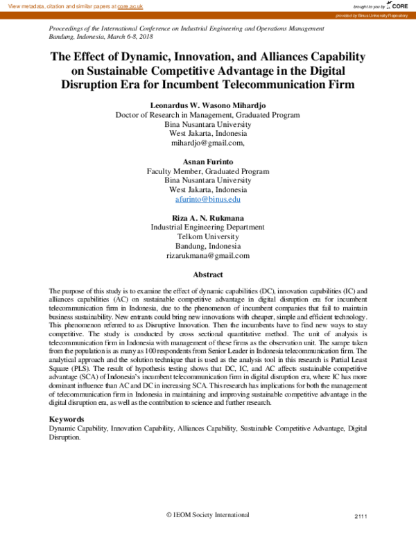 (PDF) The Effect of Dynamic, Innovation, and Alliances Capability on ...
