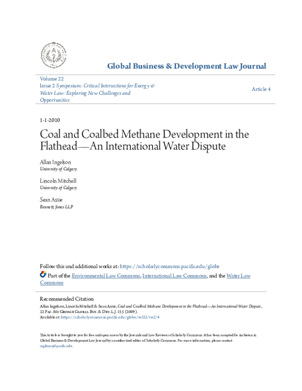 (PDF) Coal and Coalbed Methane Development in the Flathead—An ...