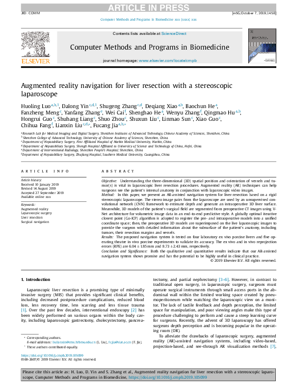 (PDF) Augmented reality navigation for liver resection with a ...