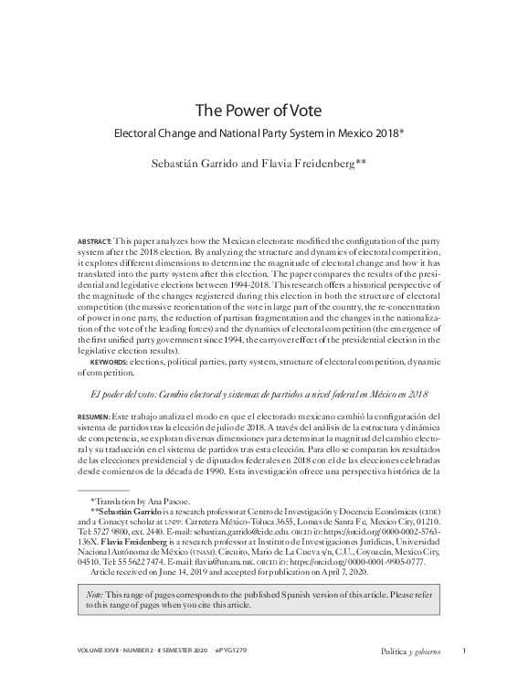 (PDF) The Power of Vote Electoral Change and National Party System in ...