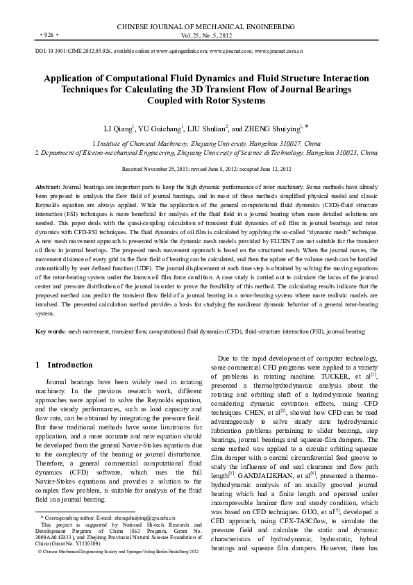 (PDF) Application of computational fluid dynamics and fluid structure ...