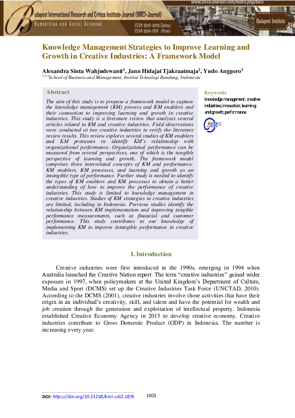 (PDF) Knowledge Management Strategies to Improve Learning and Growth in ...