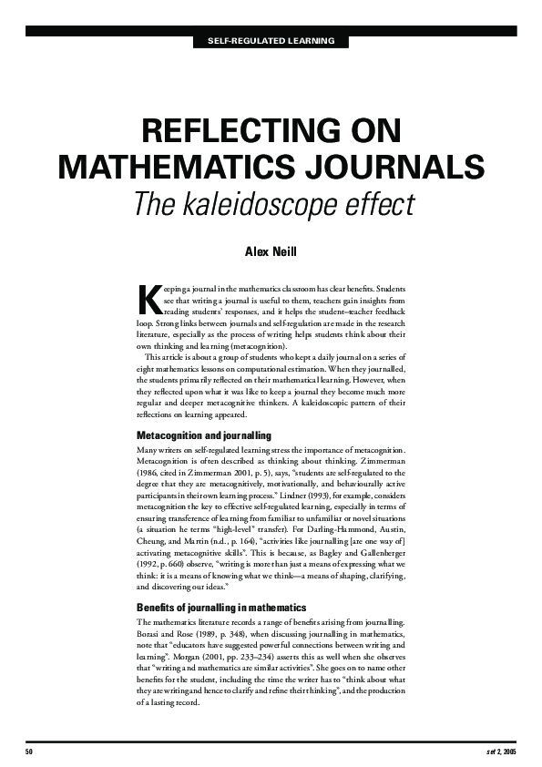 (PDF) Reflecting on mathematics journals: The kaleidoscope effect