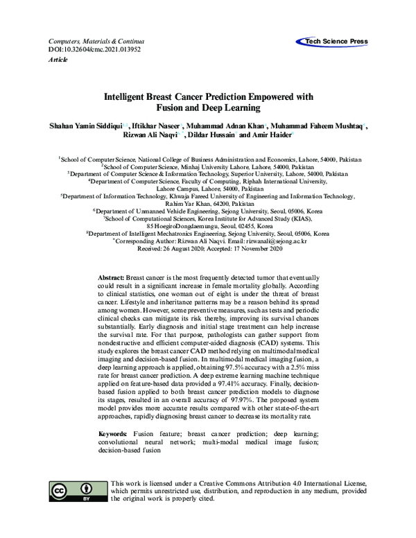 (PDF) Intelligent Breast Cancer Prediction Empowered with Fusion and ...