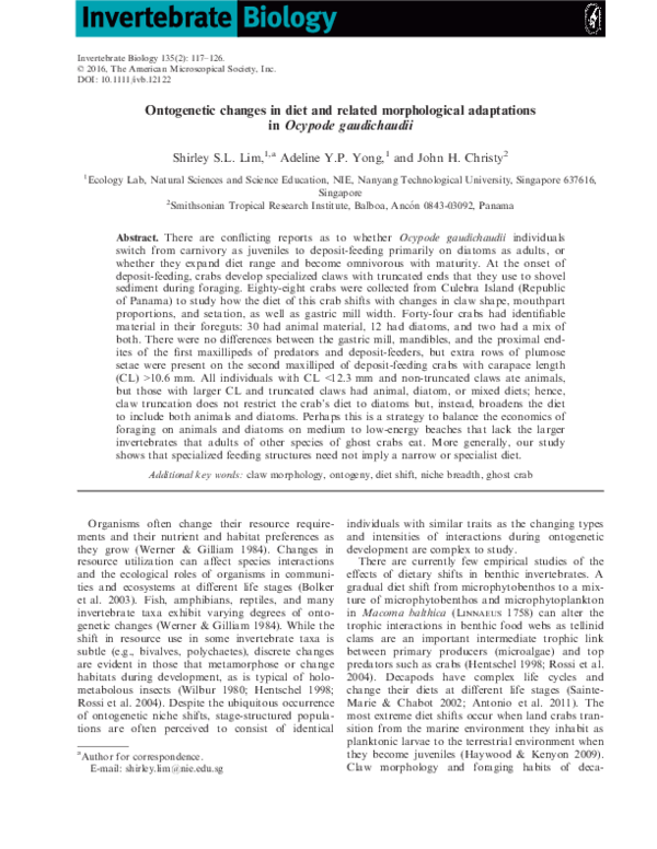 Curated visual reference: Picture Idea: Pdf Ontogenetic Changes In Diet And Related Morphological Adaptations
