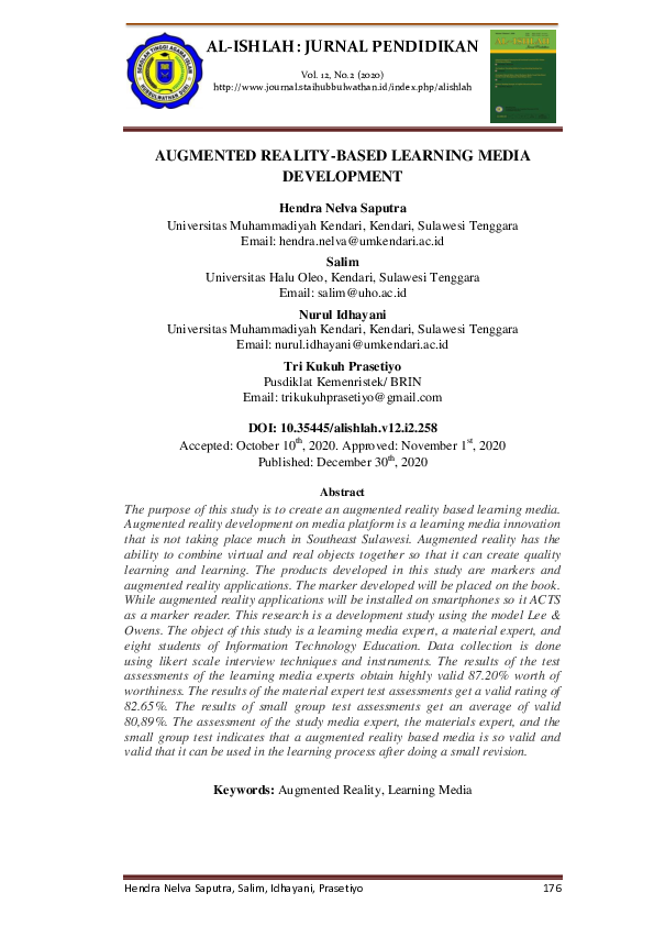 (PDF) Augmented Reality-Based Learning Media Development