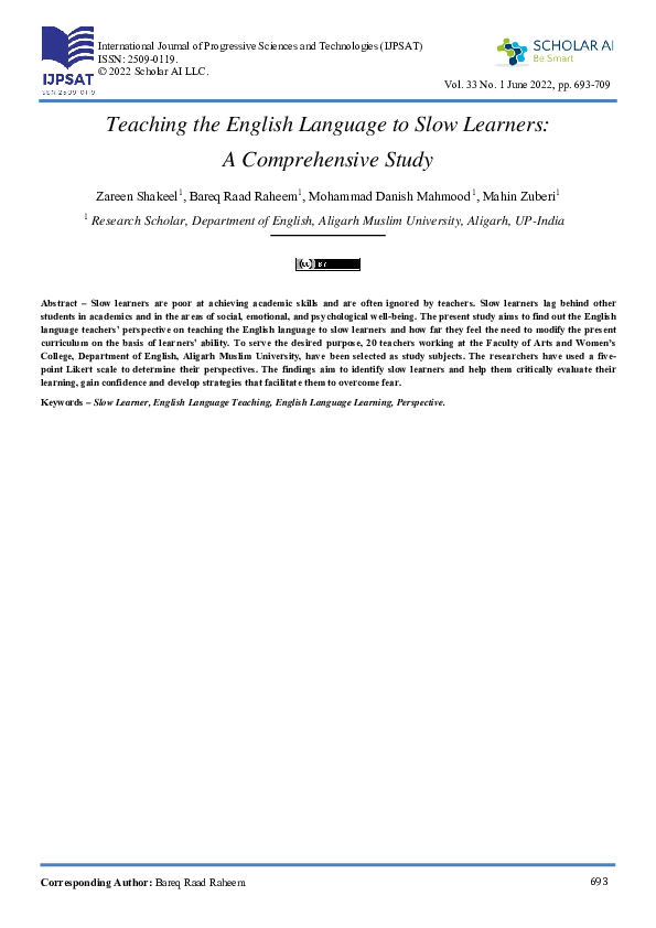  pdf teaching the english language to slow learners a comprehensive study