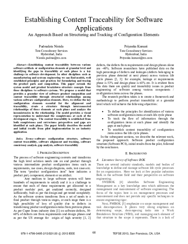 (PDF) Establishing content traceability for software applications: An ...