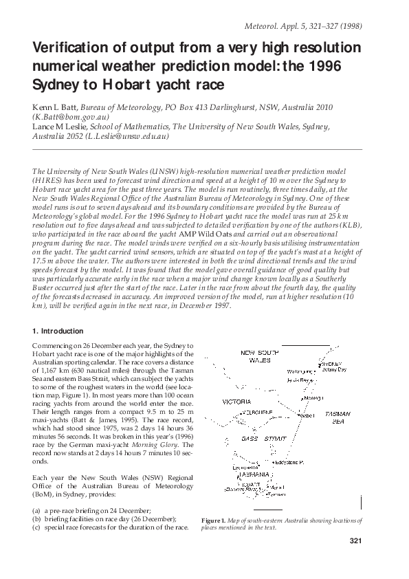 (PDF) Verification of output from a very high resolution numerical ...