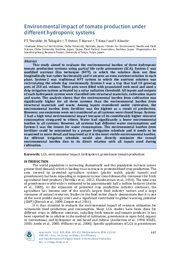 (PDF) Environmental impact of tomato production under different ...